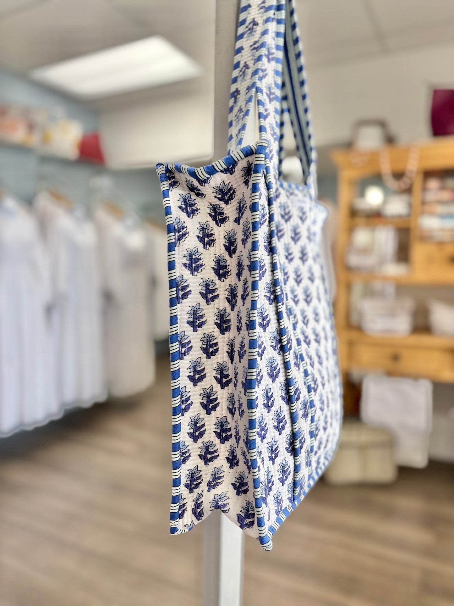 Blue Quilted Temple Bag