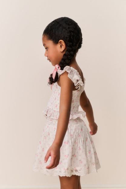Little Girls Jeanna Floral Cotton Top - SUNWASHED IVORY
