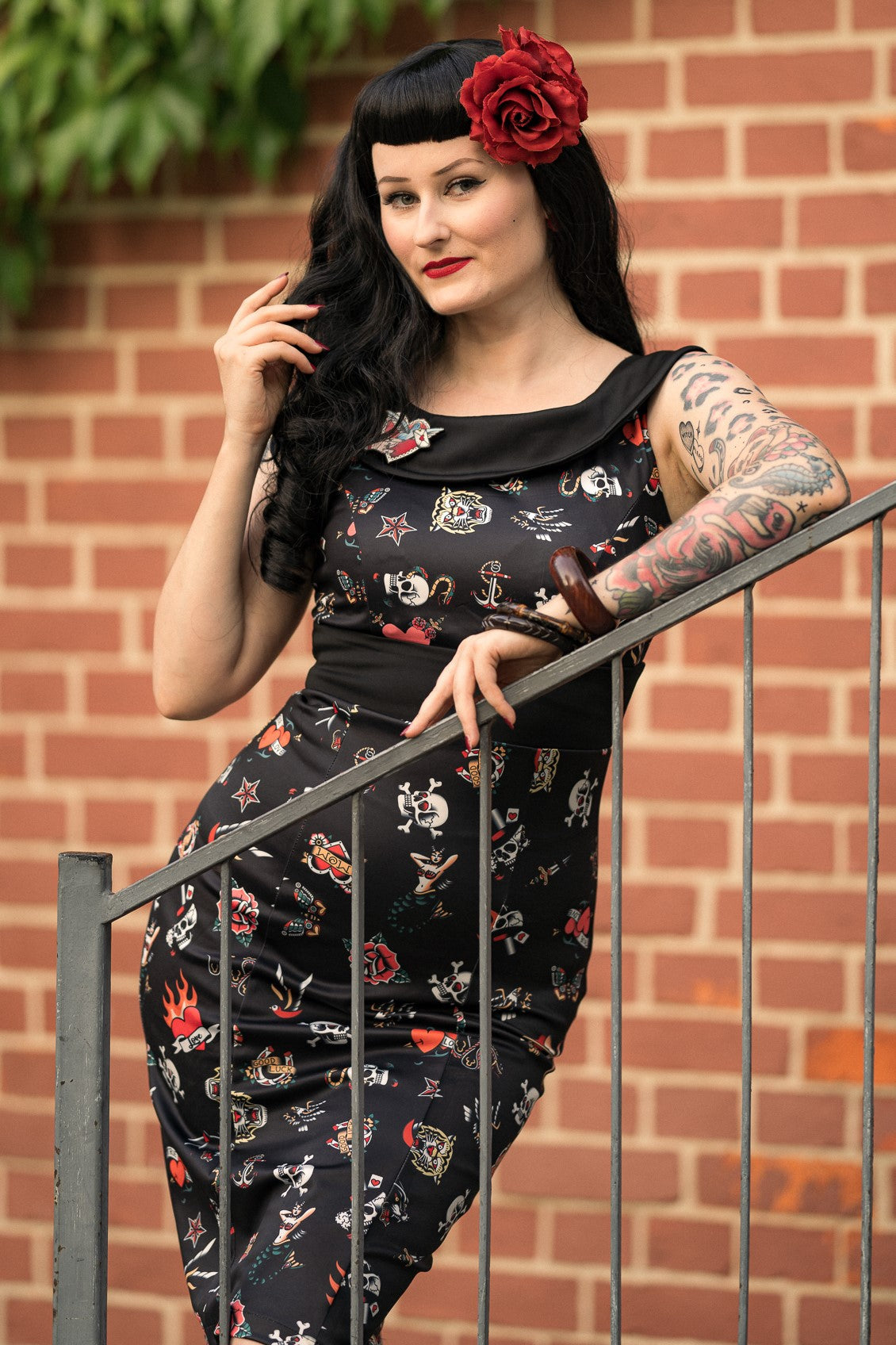 Darla Old School Tattoo Wiggle Dress