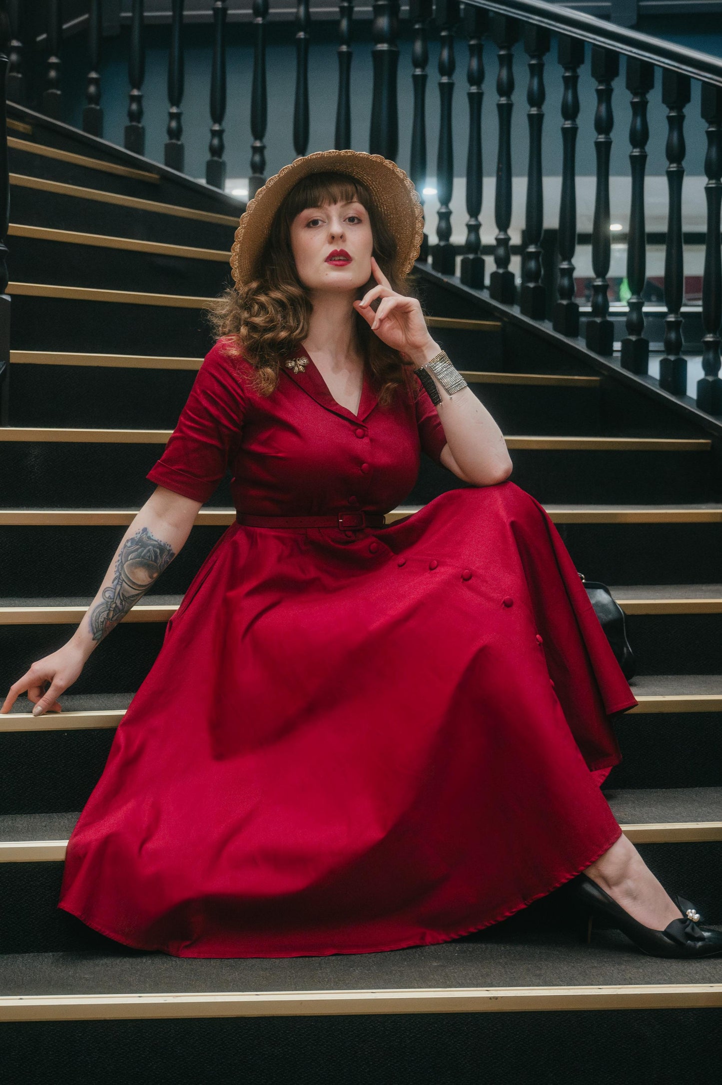 Mollie Scarlette Red Full Circle Shirt Dress