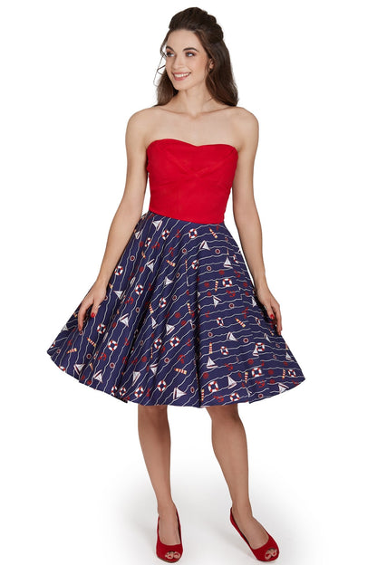 Melissa Red & Navy Nautical Strapless Dress