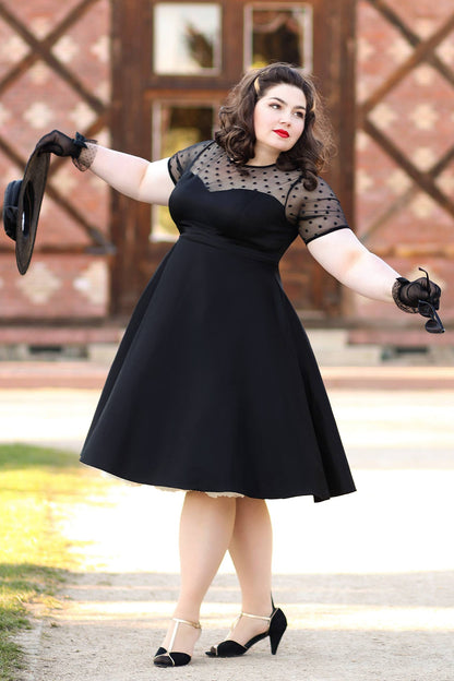 Elizabeth II Short Sleeved Polka Dot Mesh Dress