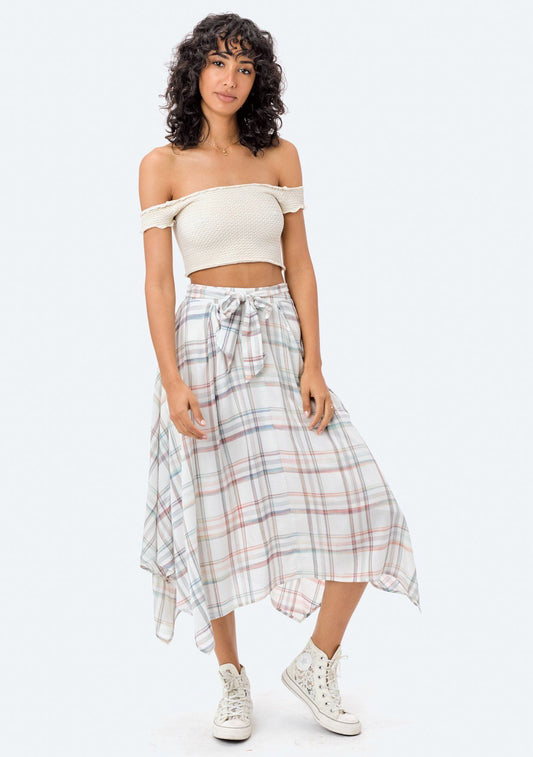 Dara Asymmetrical Plaid Skirt