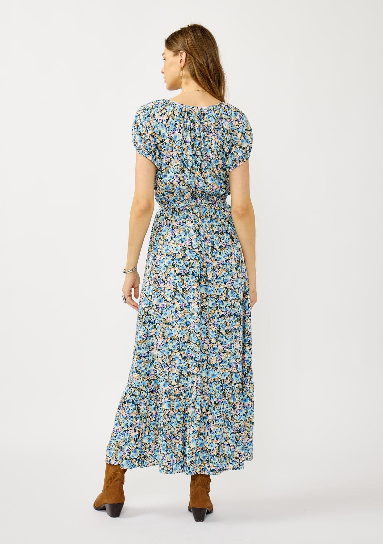 Quiet Garden Puff Sleeve Maxi Dress