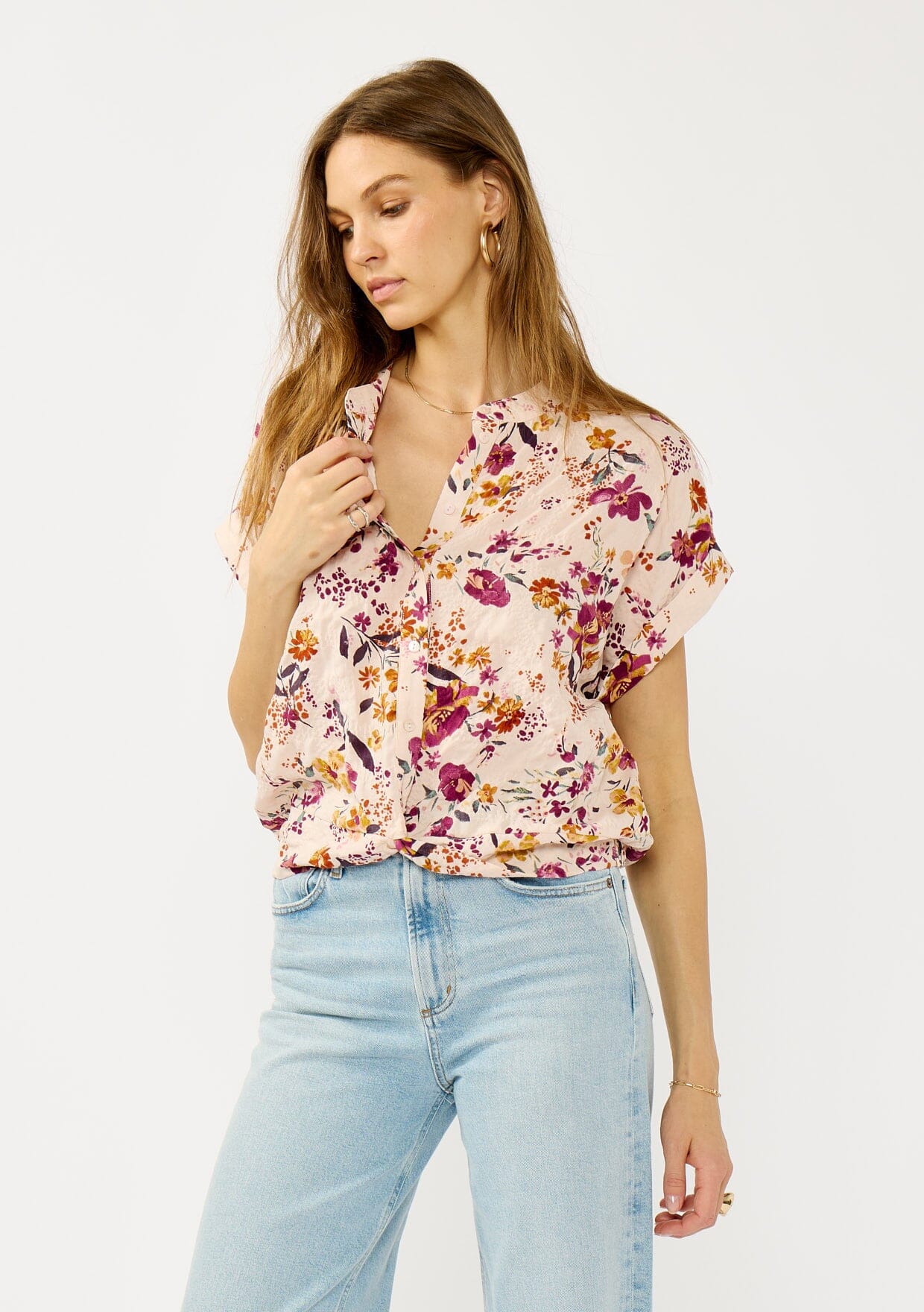 Dusty Blooms Twist Front Top