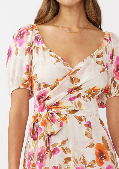 Blushing Meadow Tie Waist Mini Dress