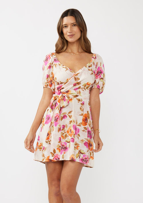 Blushing Meadow Tie Waist Mini Dress