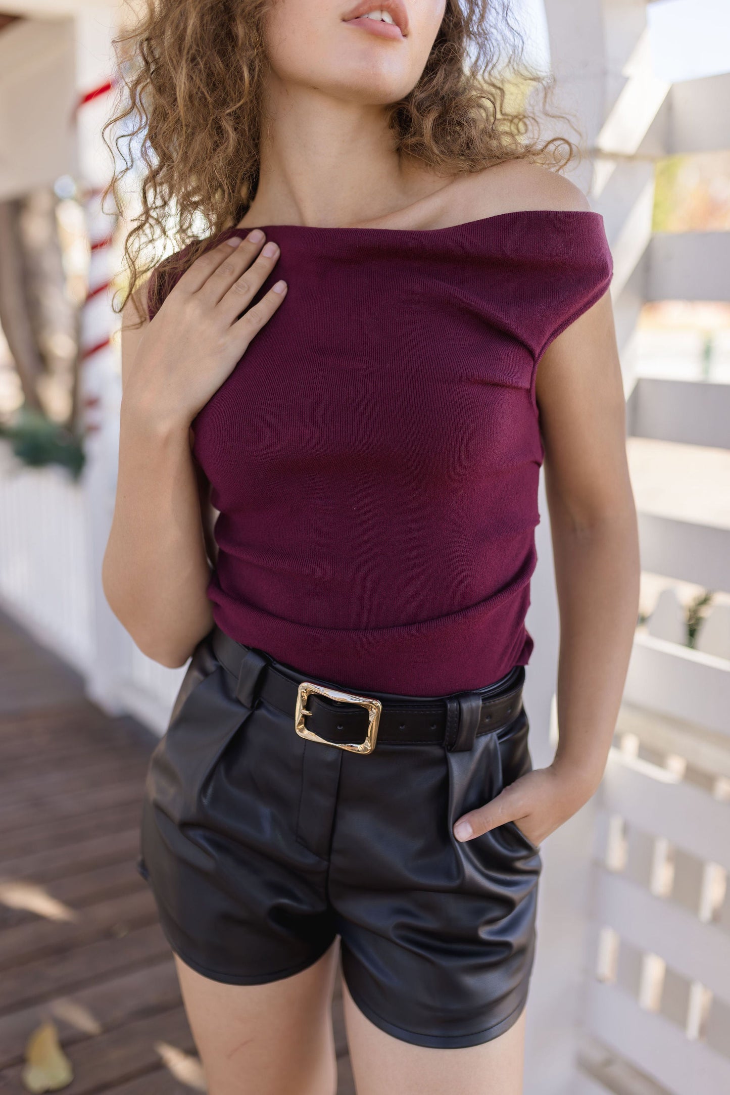 Diana Rectangle Metal Buckle Vegan Leather Belt Black
