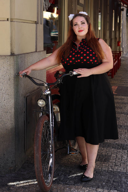 Lisa Polka Dot Shirt Dress in Black and Red