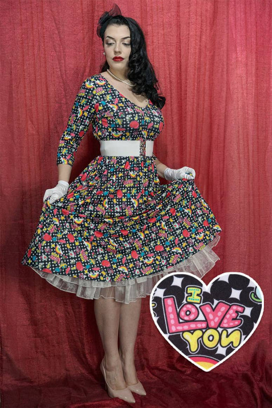 Billie Long Sleeved Retro Pop Art Dress