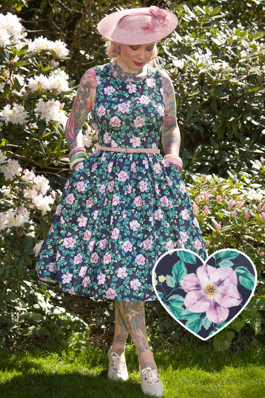 Annie Purple Floral Swing Dress