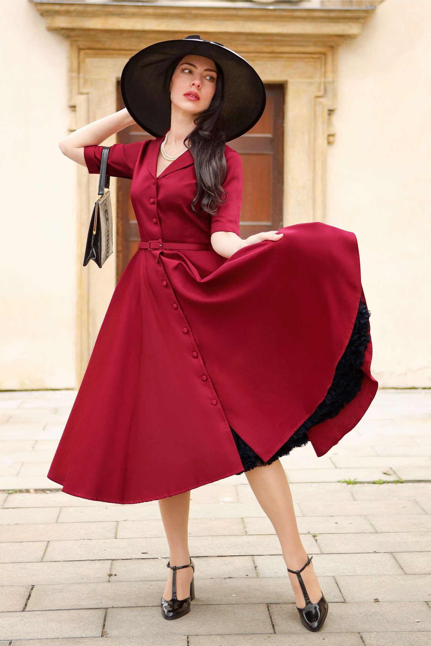 Mollie Scarlette Red Full Circle Shirt Dress