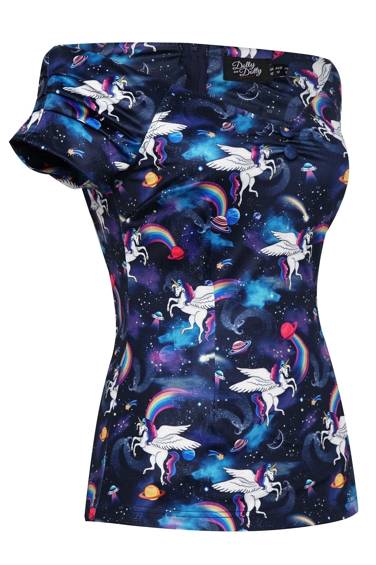 Lilian Off Shoulder Blue Unicorn Top