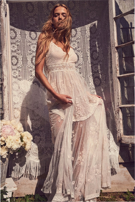 Valmy Embroidered Tulle Maxi Dress