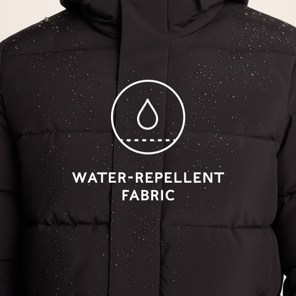 Preece Mens Long Shower Resistant Insulated Jacket - Black