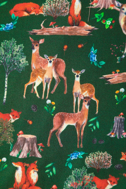Julia Dark Green Woodland Sleeved Dress