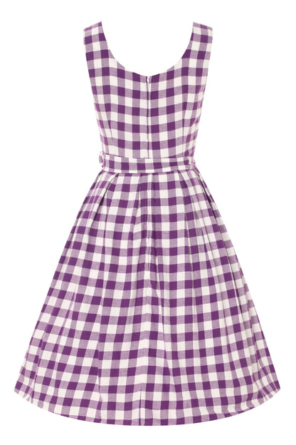 Amanda Purple Gingham Swing Dress