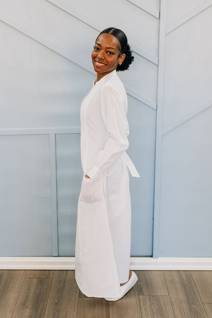 White Circle LDS Temple Dress-Petite