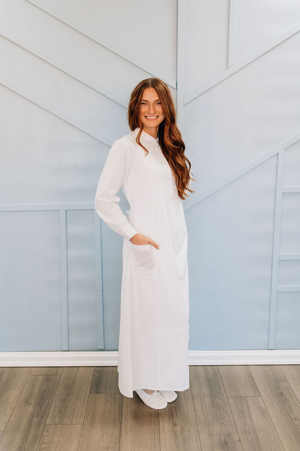 White Circle LDS Temple Dress
