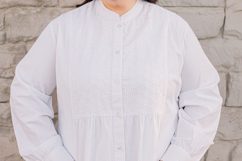 White Circle LDS Temple Dress