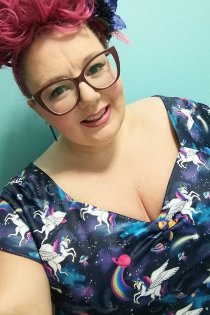 Lily Retro Off Shoulder Unicorn Swing Dress
