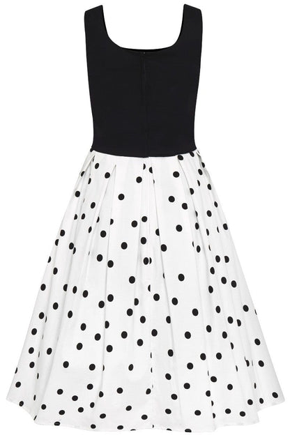 Amanda Rockabilly White & Black Polka Dot Swing Dress