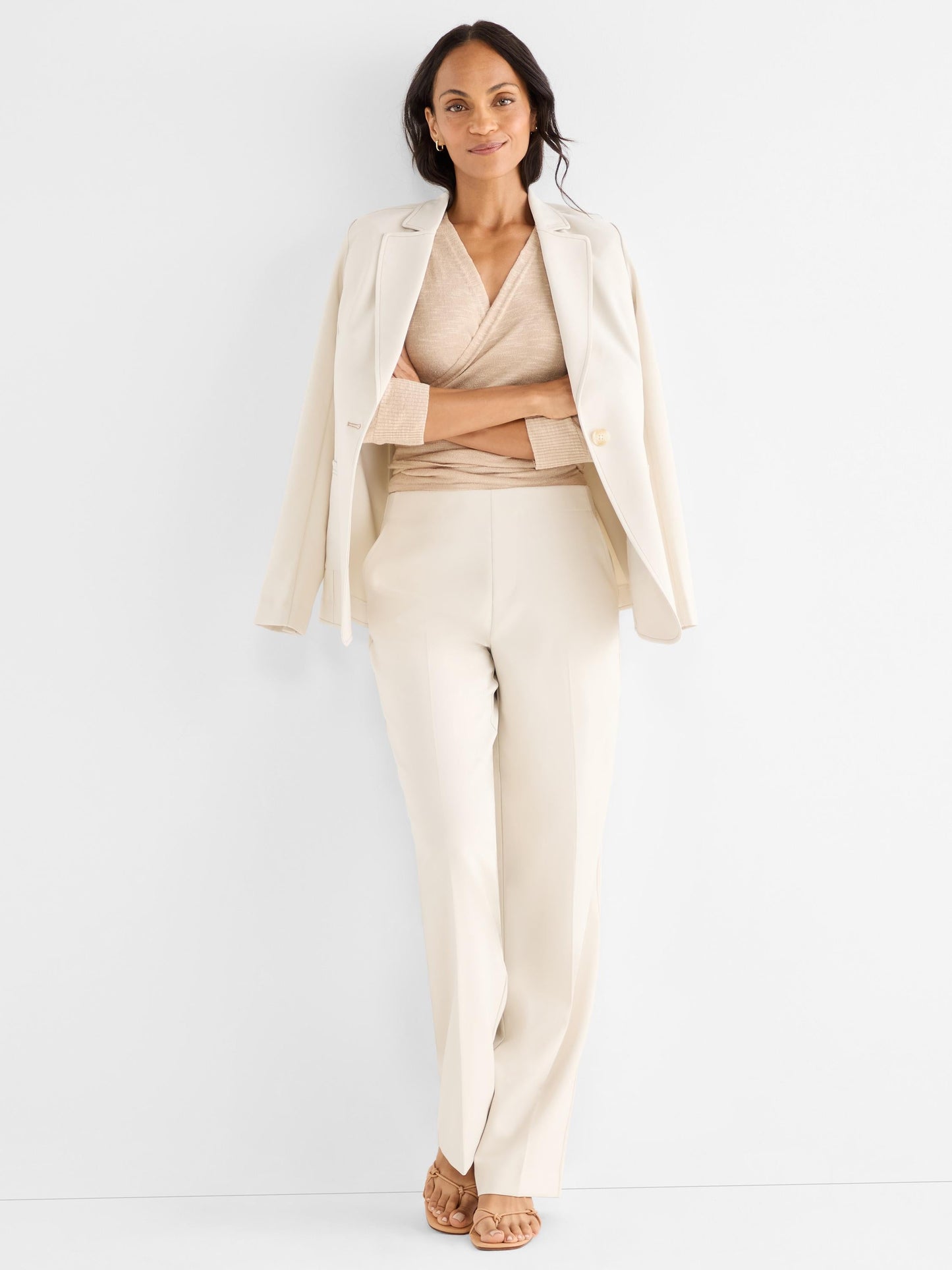 Sleek Stretch Accent Stitch Blazer