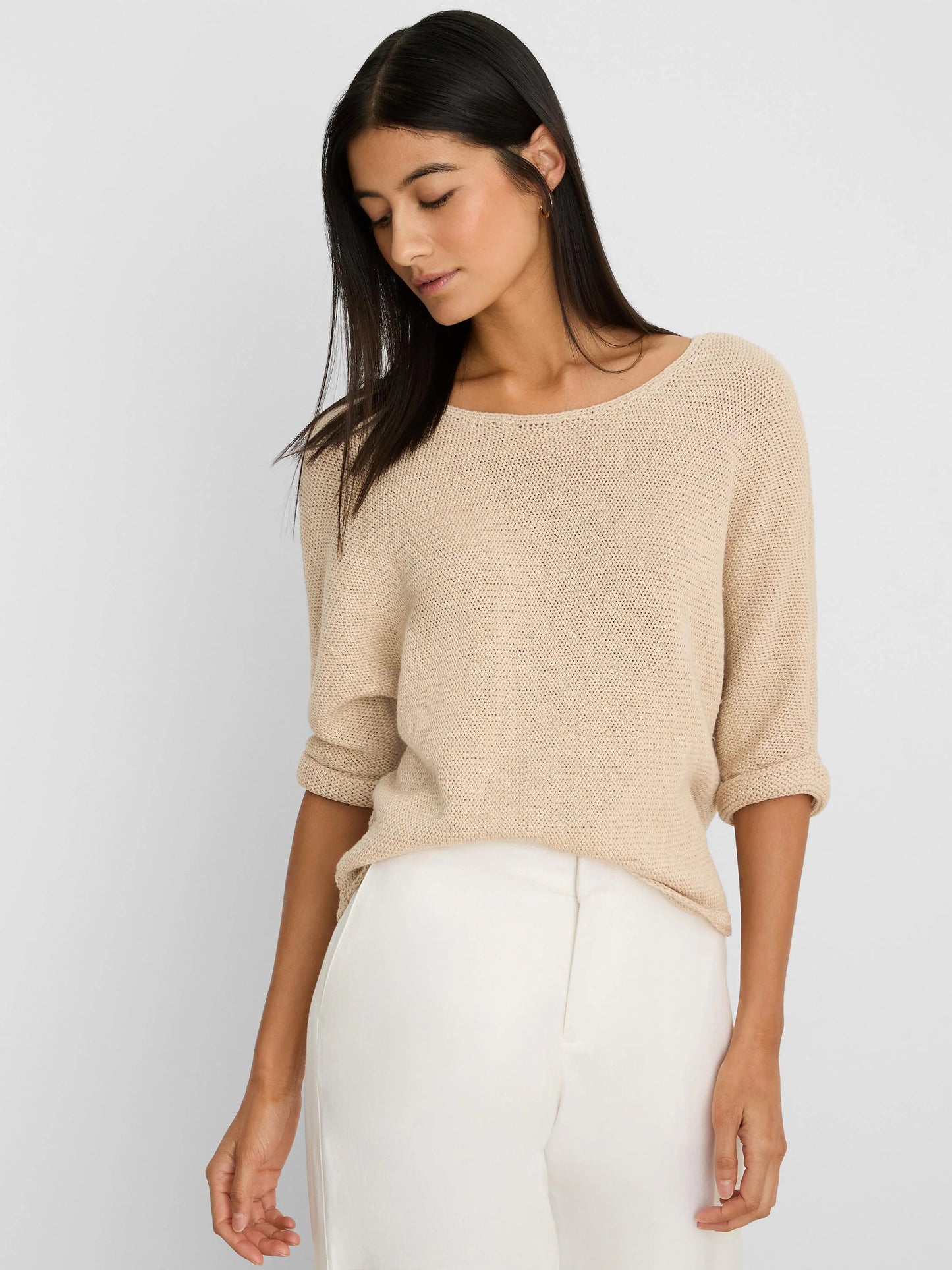 Crimpy Cord Roll Sleeve Sweater