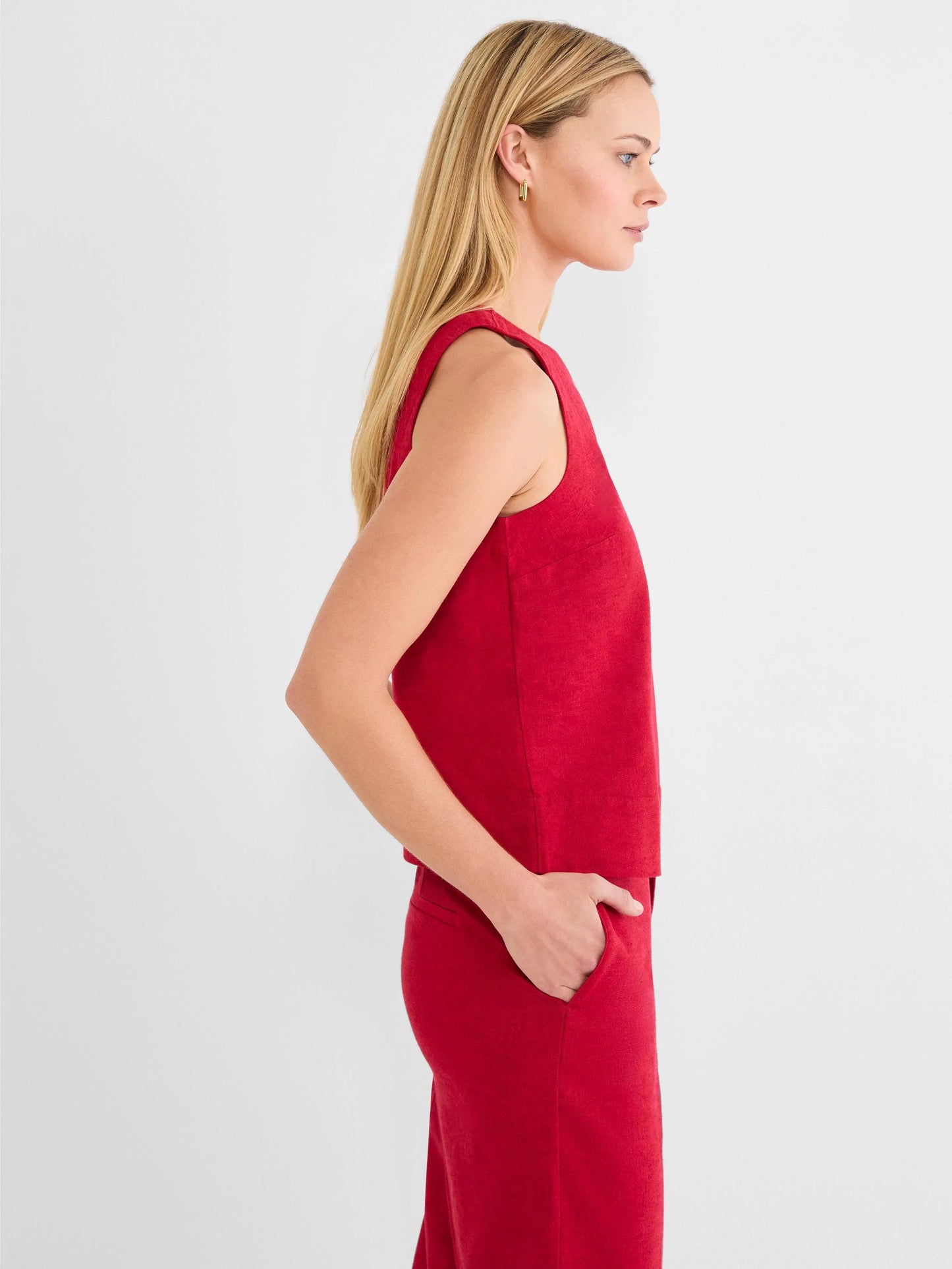 Stretch Linen Pop On Tank