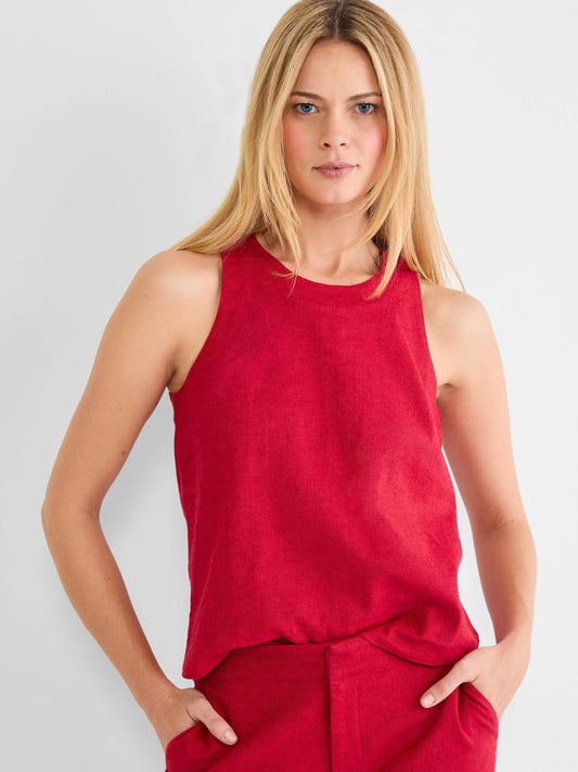 Stretch Linen Pop On Tank