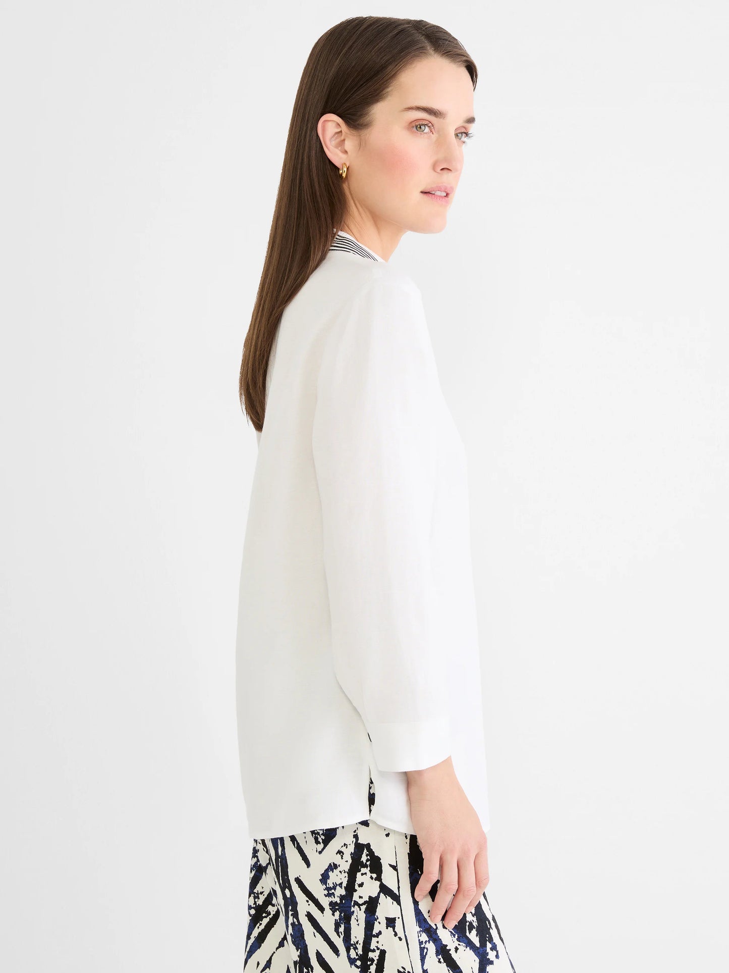 Stripe Trim Linen Shirt