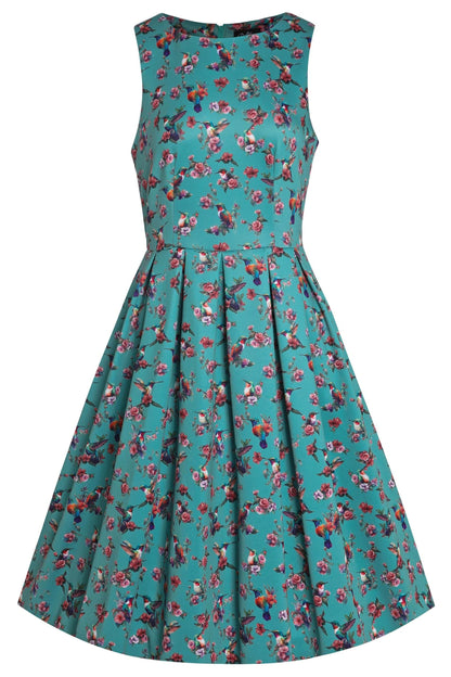 Annie Turquoise Hummingbird Swing Dress