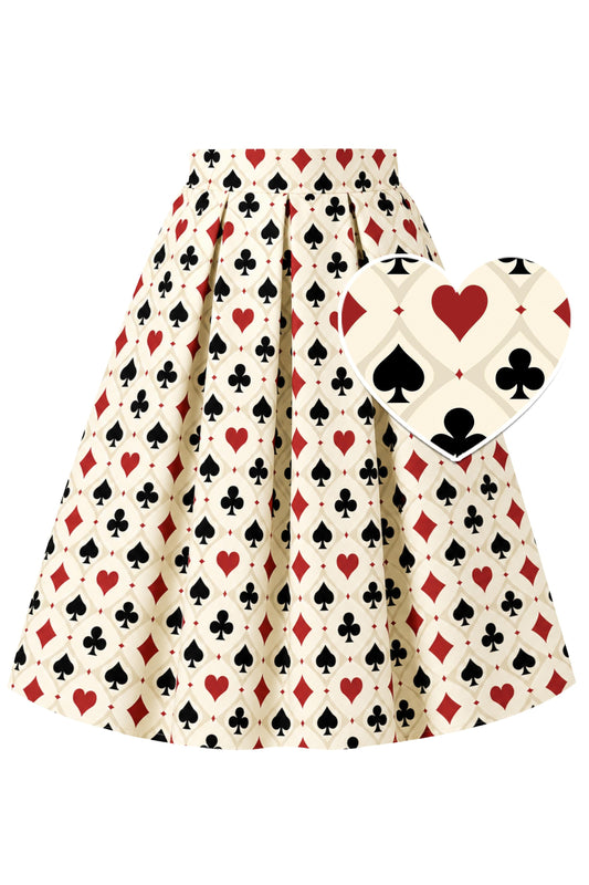 Aisley Playing Cards Suits Skirt in Cream