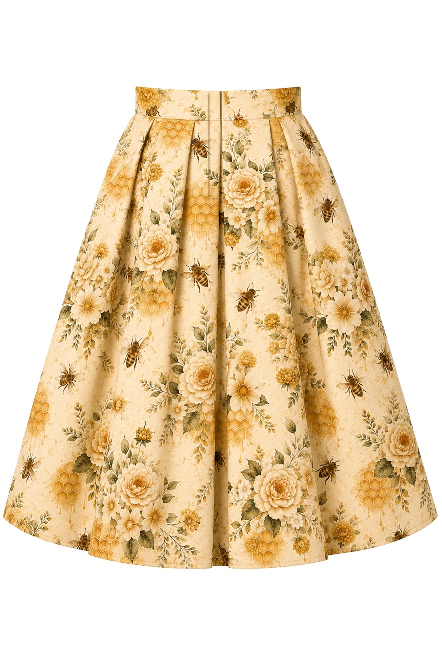 Aisley Yellow Honey Bees Floral Skirt