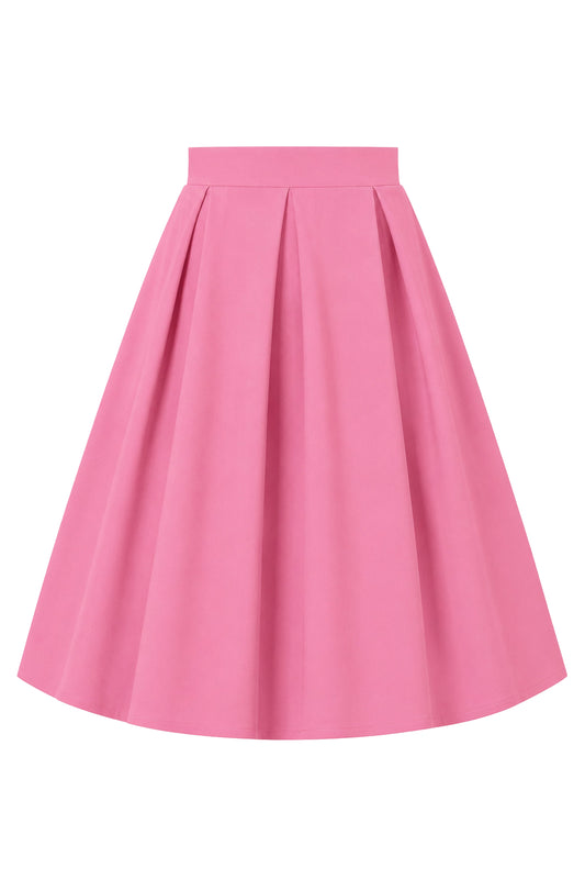 Aisley Carnation Pink Plain Pleated Skirt