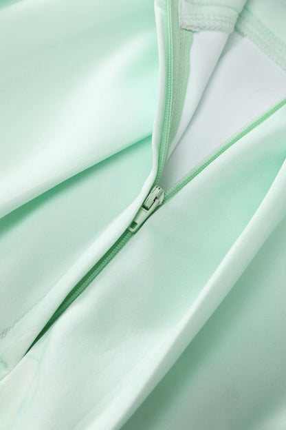 Aisley Octopus Box Pleated Skirt In Mint Green