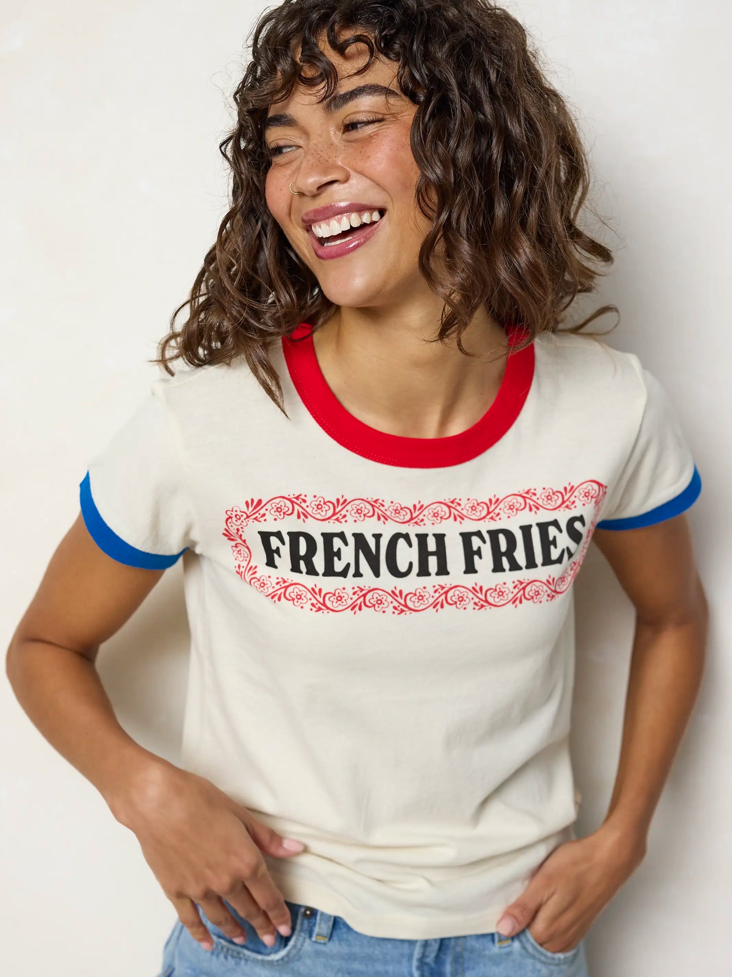 Ringer Cotton Baby Tee - French Fries