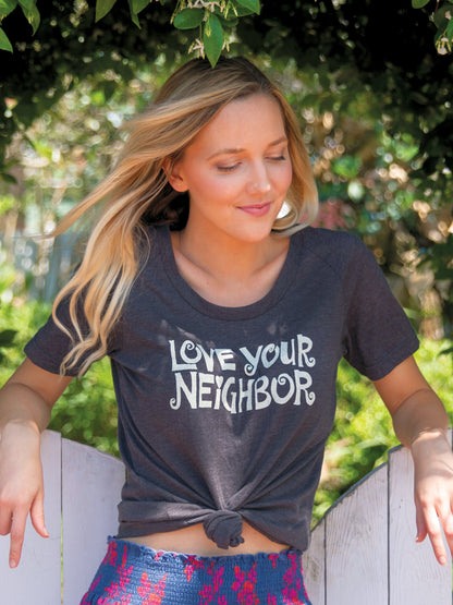 Boho Cotton Tee Shirt - Love Your Neighbor