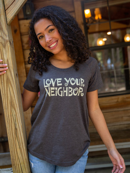 Boho Cotton Tee Shirt - Love Your Neighbor
