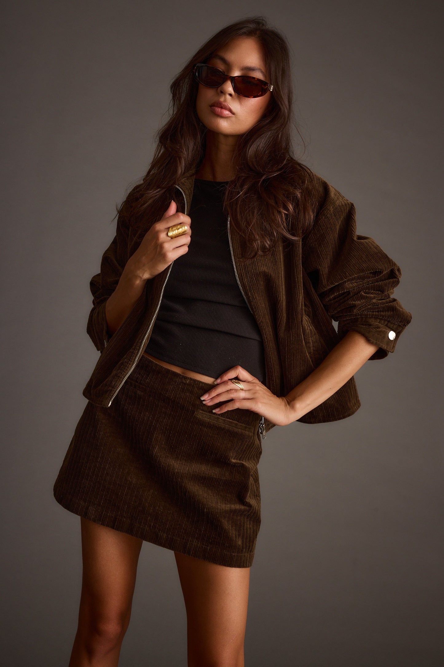 Tavern Mocha Corduroy Mini Skirt