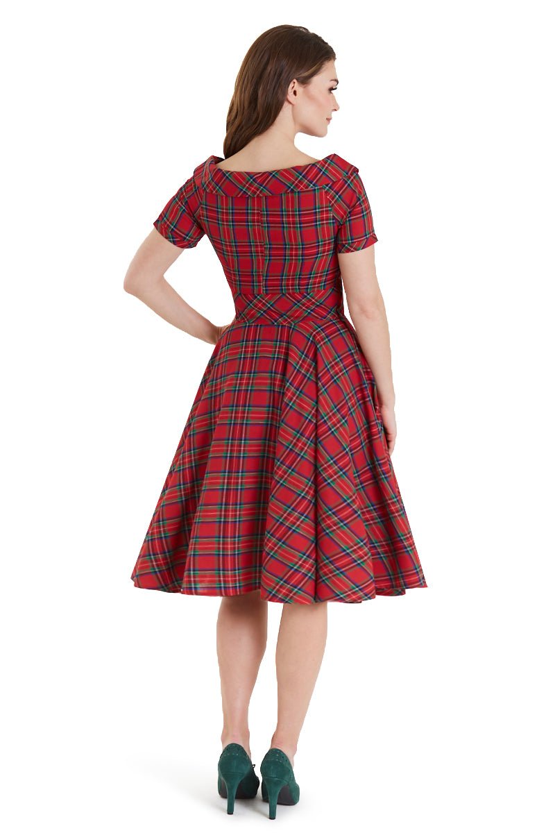 Darlene Retro Highland Red Tartan Circle Dress