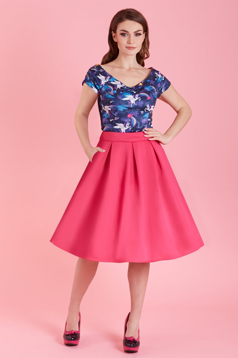 Lilian Off Shoulder Blue Unicorn Top