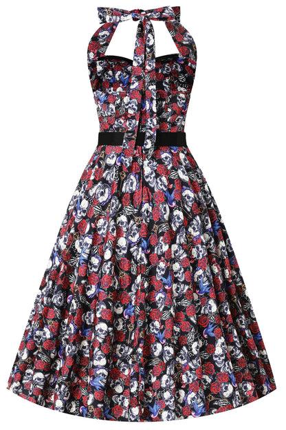 Daisy Rockabilly Pinup Girl Skull Halter Dress
