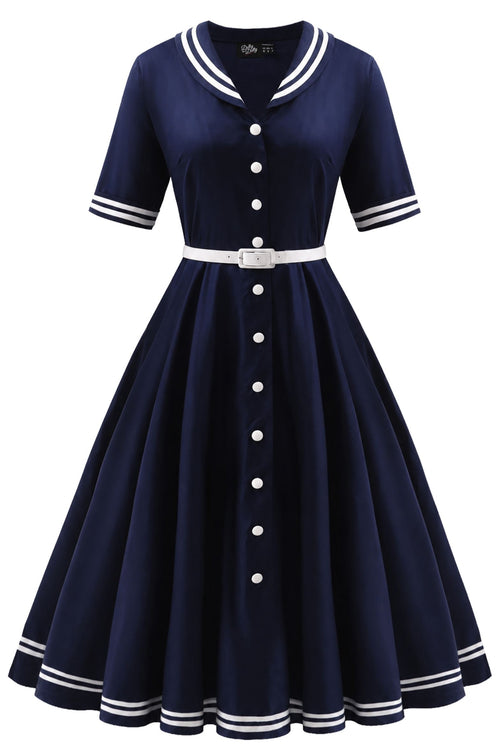 Mollie Nautical Full Circle Shirt Dress