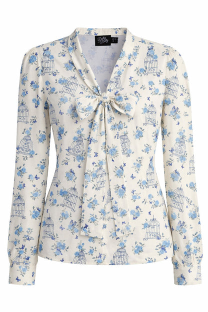 Margaret Vintage Bird Cage Blouse In Cream