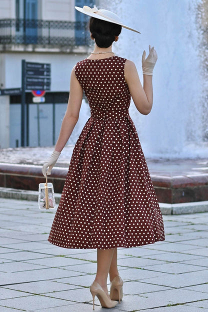 Helen Brown Polka Dot Cotton Midi Dress
