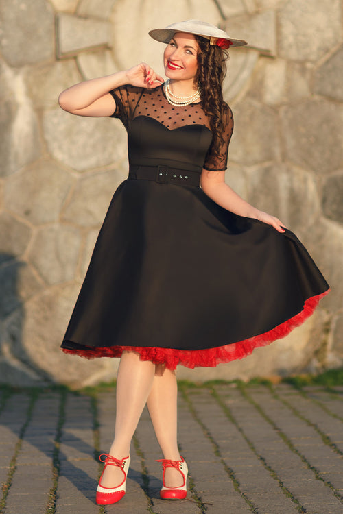 Elizabeth II Short Sleeved Polka Dot Mesh Dress