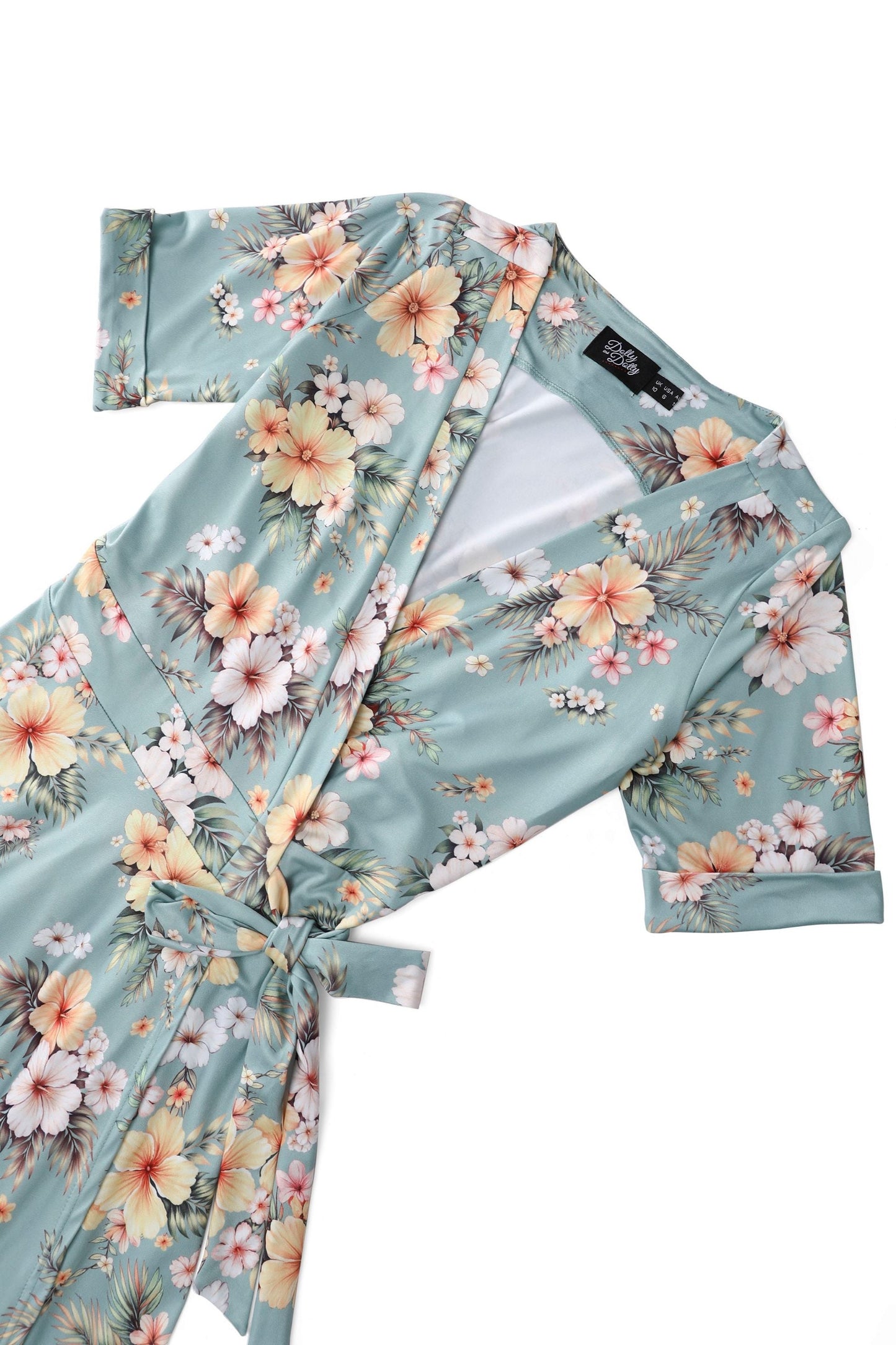 Matilda Sage Tropical Hibiscus Wrap Dress