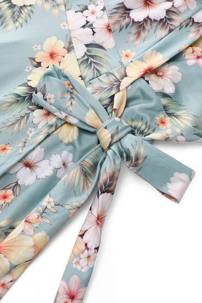 Matilda Sage Tropical Hibiscus Wrap Dress