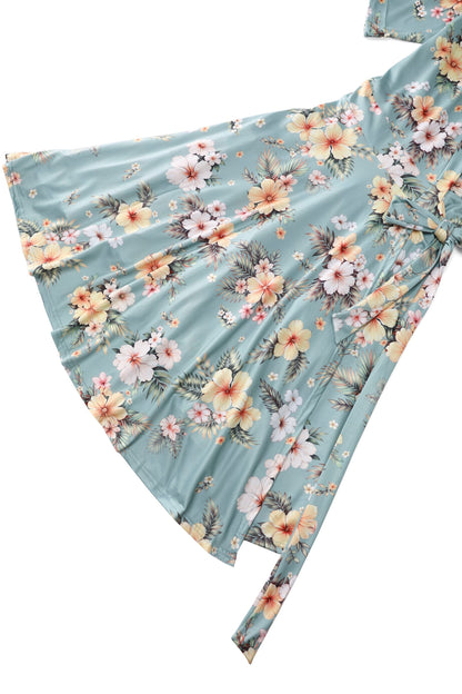 Matilda Sage Tropical Hibiscus Wrap Dress